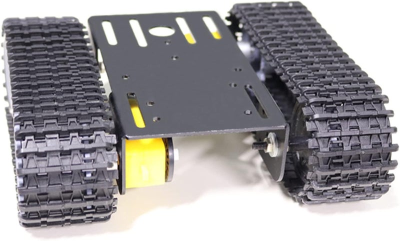 SmaringWing Professional Tank Car Chassis Kit with 2pcs Plastic Tracks & 2pcs TT Motor, TT02 Crawler Tank Chassis Platform for Arduino (Black) - Image 1